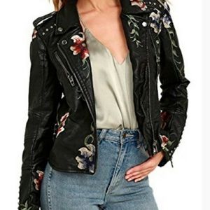Vigoss Leather Jacket with flowers